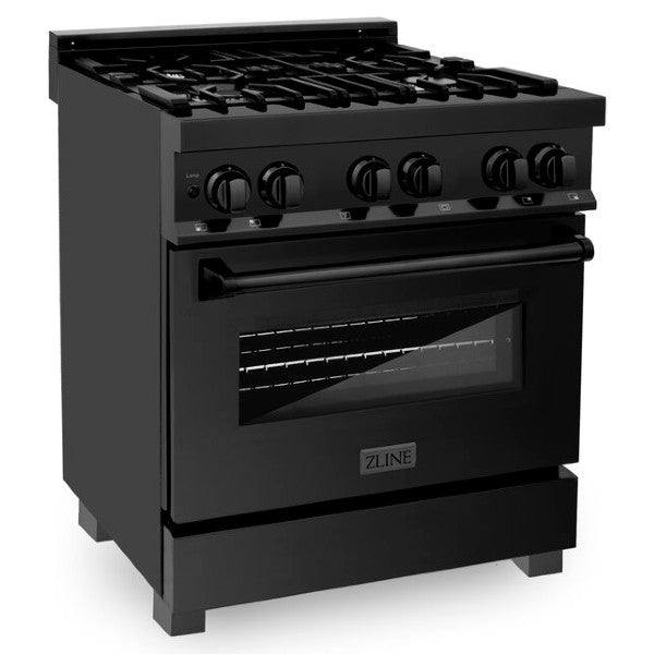 ZLINE 30  Black Stainless Steel 4.0 cu. ft. Dual Fuel Range w  Gas Stove & Electric Oven For Sale