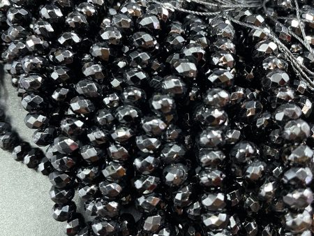 AAA Natural Black Tourmaline Gemstone Bead Faceted 4x6mm 8x6mm Rondelle Shape, Gorgeous Natural Black Tourmaline Stone Beads Online Hot Sale