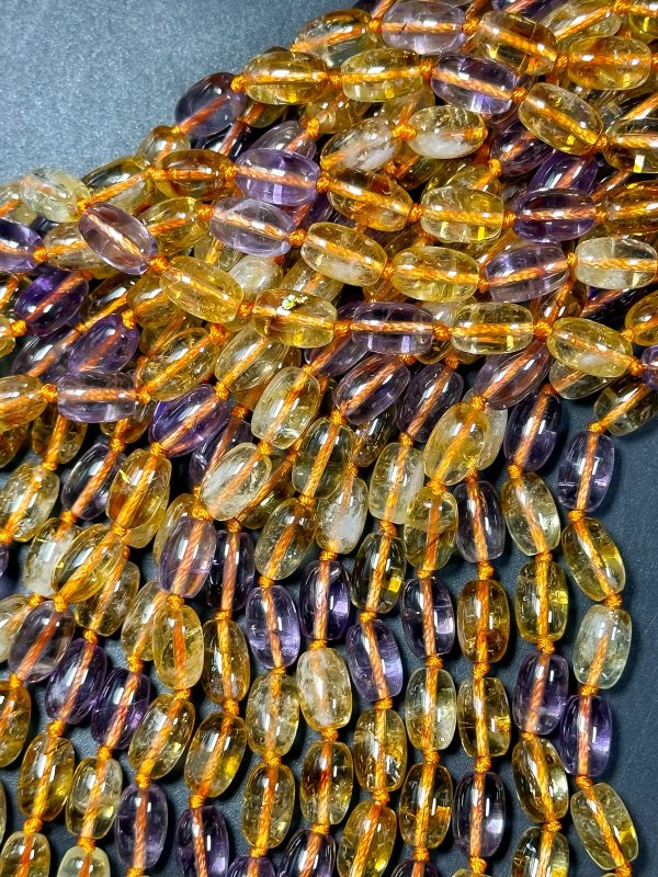 AAA NATURAL Ametrine Gemstone Bead 11x7mm Tube Shape, Beautiful Natural Orange Purple Color Citrine Amethyst Gemstone Bead Excellent Quality Hot on Sale