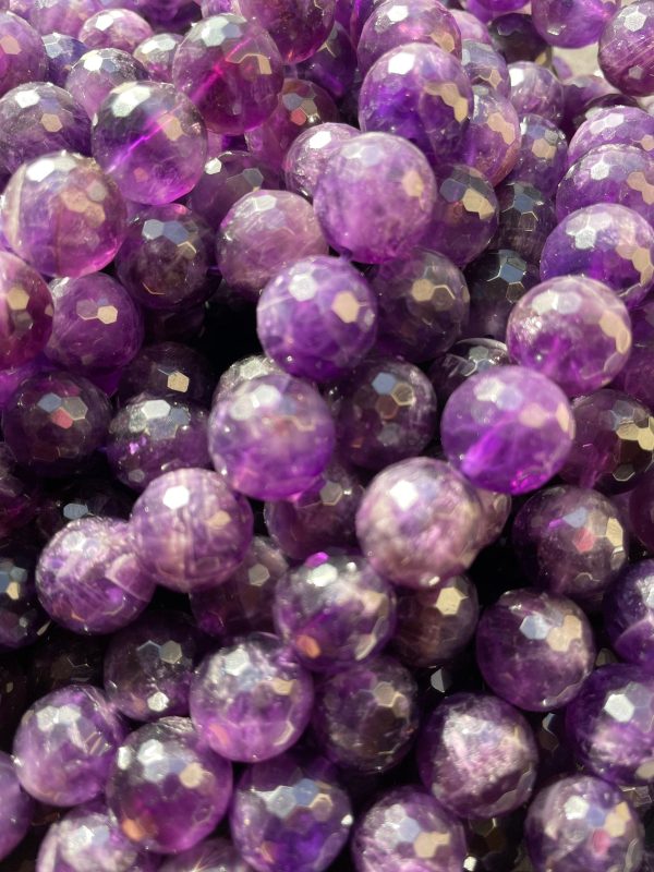 AAA Natural Amethyst Gemstone Bead Faceted 6mm 8mm 10mm 12mm Round Bead, Gorgeous Natural Purple Color Amethyst Beads 15.5  Online now