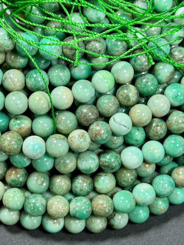 Natural Australian Green Grass Agate Gemstone Bead 6mm 8mm 10mm Smooth Round Beads, Gorgeous Green Color Grass Agate Gemstone Bead Great Quality 15.5  Discount