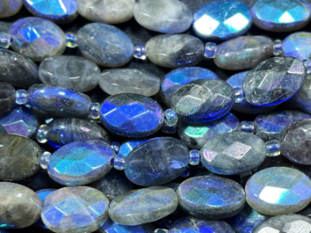 Mystic Natural Labradorite Gemstone Bead Faceted 8x10mm 9x12mm Oval Shape, Beautiful Gray Blue Color Labradorite Gemstone Bead Online now