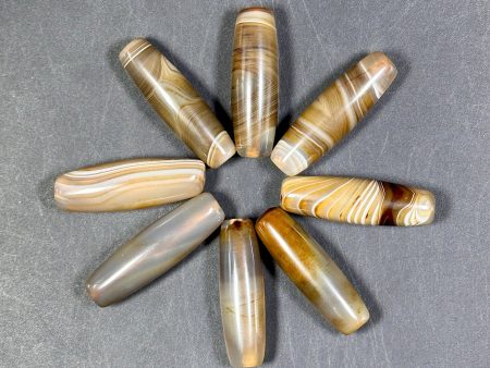 AAA Natural Botswana Agate Gemstone Bead 30x12mm Barrel Shape, Beautiful Natural Brown Beige Color Botswana Agate Gemstone Bead, LOOSE BEADS Online Sale