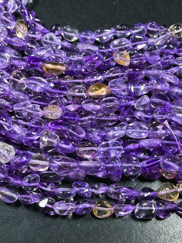 AAA Natural Ametrine Gemstone Bead Freeform Pebble Shape, Beautiful Natural Clear Purple Orange Ametrine Excellent Quality Full Strand 15.5  Hot on Sale