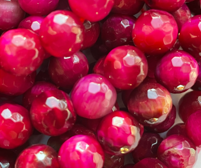 AAA Natural Tiger Eye Gemstone Bead Faceted 6mm 8mm 10mm Round Beads, Gorgeous Fuchsia Pink Color Tiger Eye Beads, Full Strand 15.5  Hot on Sale