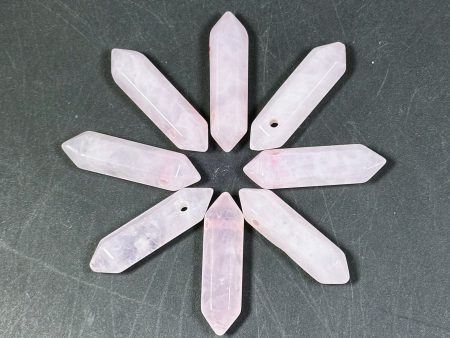 AAA Natural Rose Quartz Gemstone Bead Faceted 33x8mm Double Point Shape Beautiful Natural Pink Rose Quartz Gemstone Bead Focal Pendant Piece Online Sale